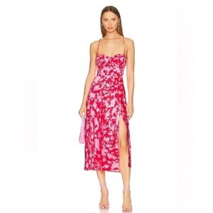 ASTR the Label Gala Dress in Red & Pink Floral Medium
